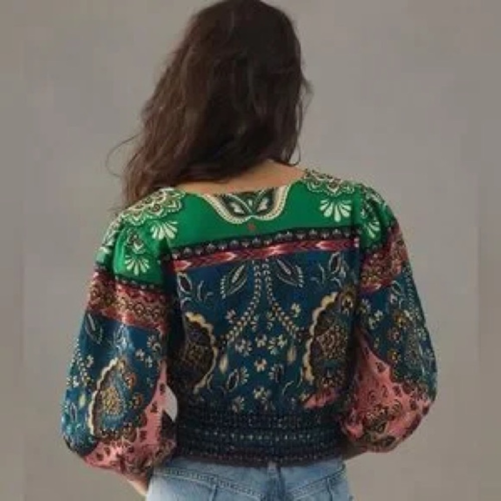 Farm Rio Multicolor Patchwork Blouse - image 3
